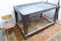 Galvanized Fluid Drain Table on Casters  59"X35"