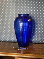 Tall Blue Glass Flower Vase