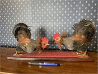 Vintage Decorative Roosters on Board