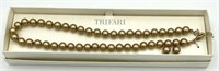 TRIFARI Faux Champagne Pearl Necklace & Earrings