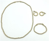 NAPIER Gold Tone & Rope Necklace, Bracelet & Hoop