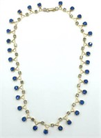 AUSTRIAN Sapphire Crystals 24K  Finished Necklace