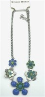 NWT STUDIO WORKS  Blue Green Flower Necklace