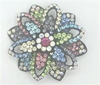 Brilliant Multi Color Rhinestone Flower Brooch