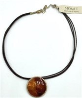 NWT MONET Mother of Pearl Amber Pendant Necklace