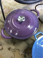 Purple enameled cast iron pot