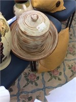 2 piece brown & white lidded jar and bowl