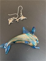 Dolphin Earrings & Beautiful Glass Slide
