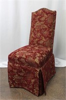 Red Tapestry Skirted Parsons Chair