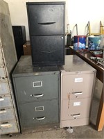 3 metal two drawer file cabinets.