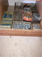 Assorted bolts, clamps, screws, miscellaneous
