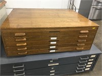 Vintage Wood Blueprint File Cabinet