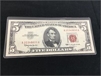 1963 Red Stamp US $5 Bill