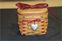 Longaberger 2002 Small Basket with Hearts on Trim