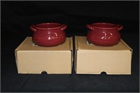 2 Longaberger Pottery Woven Traditions Small Soup