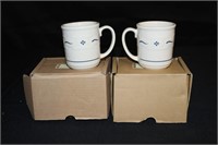 2 Longaberger Pottery Mugs Blue (NIB)