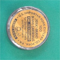 Sealed Tin can of .22cal crimped blank Cartridges
