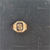 "S" Initial Monogram Ring 10k Gold Filled, sz 4.5