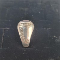 Men's Ring Black Stone set in Sterling Silver