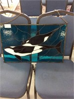 2 whale stained glass picture