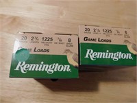 2 BOXES REMINGTON 20GA SHELLS #8 SHOT 25 EA