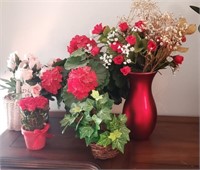 5 Pc. Artificial Flower in Planters, Basket, Misc.