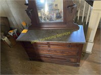 Marble Top Chest of Drawers w/Mirror