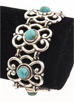 Vintage Taxco Mexican Silver Turquoise Bracelet
