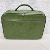 AMH199- Vintage Green Leather Samsonite Suitcase