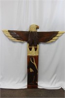 Eagle and Wolf Carved Totem
