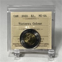 MS64 Graded 2020 Victory Coloured Twonie Coin