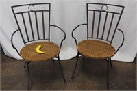 Heavy Iron Bistro Dining Chairs with Woven Seats
