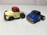 2 Small Vintage Tin Toy Trucks