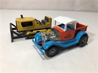 2 Small Tonka Toys - Truck & Bulldozer