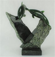 Lyle Sopel, Dolphins, Nephrite Jade Sculpture