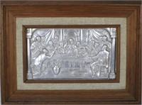 Last Supper, Framed Silverplate Relief Sculpture