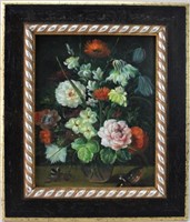 Flowers in Glass Vase, Oil on Canvas