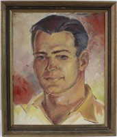 Untitled, Portrait of a Man in Polo, Oil on Board