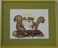 Unknown, Squirrels on a Log, Print