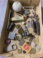 ASSORTED MINIATURES, TOKENS, HARNESS BUTTONS,