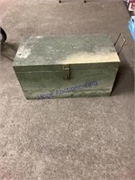 GALVANIZED BOX W/' HINGED LID, GREEN, 12 X 24X12"T