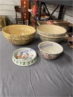 ASSORTED SPONGEWARE CROCK BOWLS, MAY HAVE USUAL