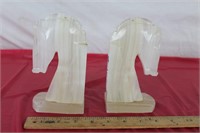2 Stone Horse Book Ends