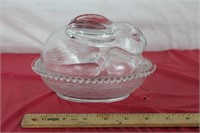 Vintage Glass Bunny Candy Dish