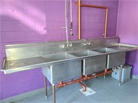 Large Commercial 3 Compartment Stainless Sink