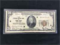 1929 Bank of New York $20 Bill