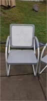 2 Metal Reproduction Chairs, Plastic Stand