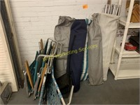 Tent Poles & Tents w/Folding Chairs
