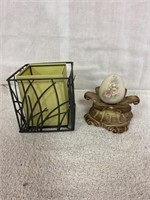 Vintage candle holder and Egg display