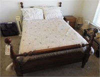 Lot #3513 - Cherry four poster cannonball bed
